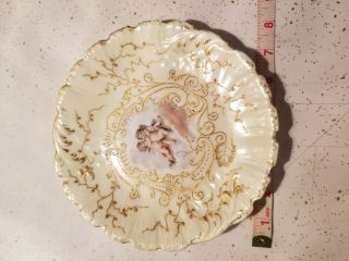 Limoges M R France Cream/gold Trim Porcelain Plate Vintage Angles
