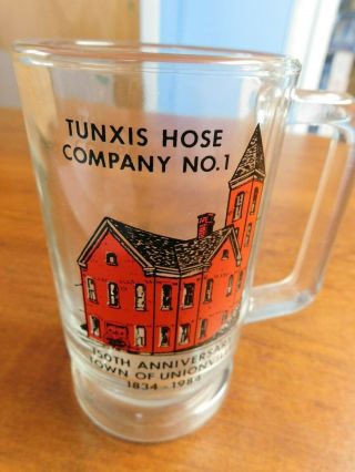 Vintage 1984 Clear Beer Mug 150th Anniversary Unionville Ct Fire Dept Tunxis
