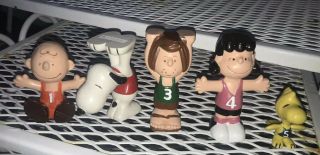 Vtg Peanuts Charlie Brown Snoopy Toy Rubber Hong Kong Figures Sports Gymnast