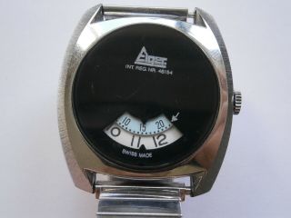Vintage Gents Jump Hour Wristwatch Elger Mechanical Watch Swiss Made
