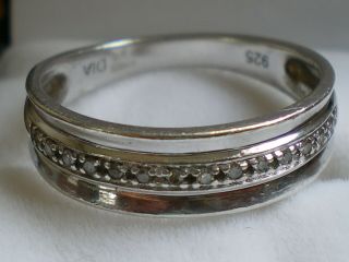 Vintage Diamond Set Wedding Band Platinum Cased 925 Silver Ring Q