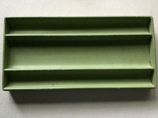 Vintage Mid Century Wooden Desk Organizer Pen Pencil Holder Orig.  Green Paint