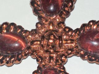 Vintage St.  John Bronze Tone Tigers Eye Braided Maltese Cross Brooch/Pendant 4