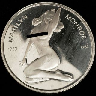 Vintage Marilyn Monroe Joe Dimaggio 1oz.  999 Fine Silver Erotic Art Coin 0mmjd23