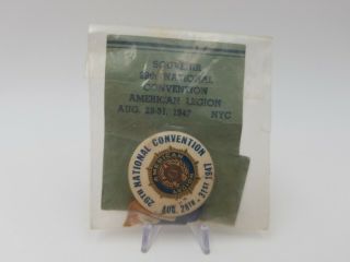 American Legion Pinback Button 29th National Convention 1947 Vintage Nyc