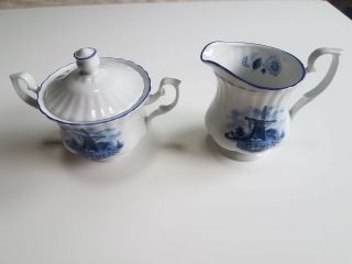 Ter Steege Sugar Bowl And Creamer Set Vintage Hand Painted Porcelain Holland