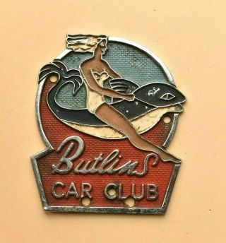 Vintage Butlins Car Club Grille Metal Badge Car Motor Auto Holiday Camp