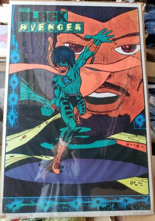 The Black Avenger Vintage 1973 Blacklight Poster Very Rare The Joker Gardena Ca