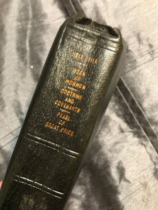 Vintage Leather Quad Lds Book Of Mormon Scriptures Holy Bible Doctrine Covenants