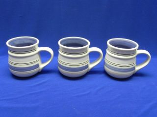 Set Of 3 Vintage Pfaltzgraff Rio Hand Painted Coffee Tea Cups Mugs Blue 4 " Tall
