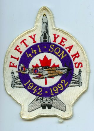 Vintage Rcaf Royal Canadian Air Force 441 Squadron 50 Years 1992 Patch Crest