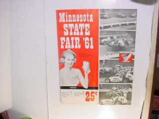 Vintage 1961 Minnesota State Fair Program Car Racing Minneapolis Moline Ad
