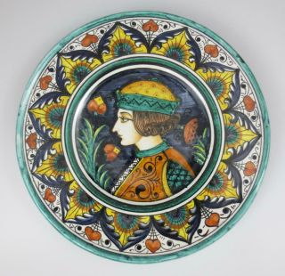 Vintage Deruta Italy 8.  25 " Hand Painted Portrait Plate (2 Of 2) Italian Pottery