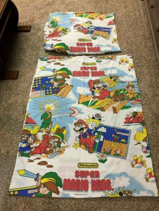 Vintage Legend Of Zelda / Mario Bros.  Twin Flat / Fitted Sheets 1988