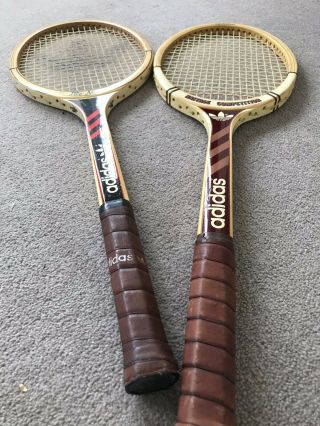 Vintage Wooden Adidas Nastase Tennis Racket X2 2