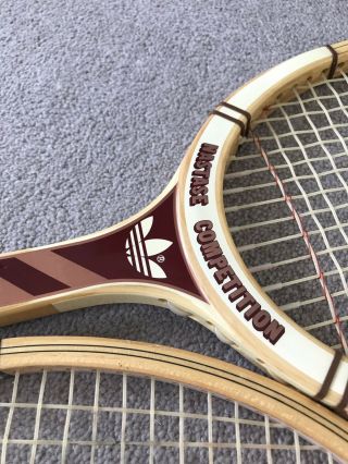Vintage Wooden Adidas Nastase Tennis Racket X2 4