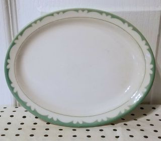 Vintage Syracuse China,  Small Oval Plate,  Restaurant - Ware,  Lt.  Green Trim