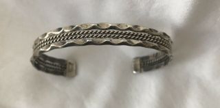 Vintage Navajo Sterling Silver Signed Tahe Native American Bracelet