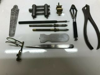 Vintage Tools From A Watchmakers Estate,  Double Loupe,  Tweezers,  Hand Vice,  More