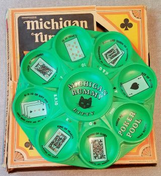 Vintage 1967 Transogram Michigan Rummy Plastic Play Tray W/ Box