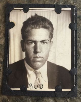 Vintage Found Photograph Photo Booth Of A Handsome Man Serious Pose Gay Interest