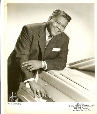Fats Domino Vintage 8 X 10 Blk/wht Booking Agengy 1950s Photo