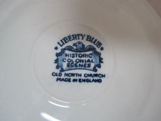 Pair 2 Vintage Liberty Blue England Tea Cups & Saucers Old North Church Paul R 7