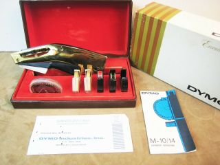 Rare Vintage Gold Dymo Executive Tapewriter Kit Model No.  7351 Label Maker M - 10