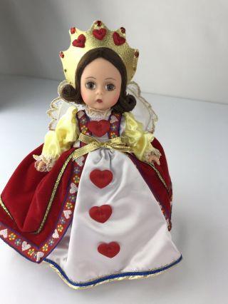 Madame Alexander Queen Of Hearts Doll 8 Inch Red Dress Gold Crown Red Stand 2