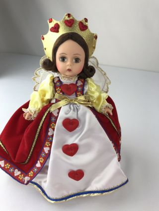 Madame Alexander Queen Of Hearts Doll 8 Inch Red Dress Gold Crown Red Stand 3