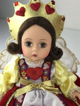 Madame Alexander Queen Of Hearts Doll 8 Inch Red Dress Gold Crown Red Stand 4