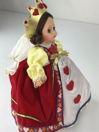 Madame Alexander Queen Of Hearts Doll 8 Inch Red Dress Gold Crown Red Stand 5