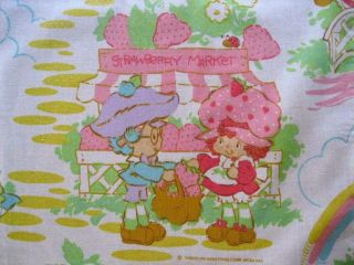Vintage 80s Pink Strawberry Shortcake Twin Sheet Set With Pillowcase
