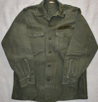Vintage Vietnam Us Army Sateen Shirt Og 107 Metal Star Buttons Patches