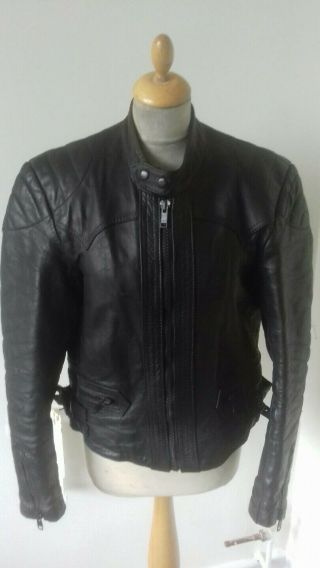 Kett Vintage Leather Black Biker Motorcycle Jacket Size M Chest 40