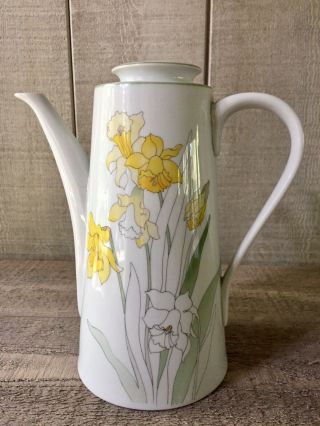 Vintage Block Spal Watercolors Coffee Pot Mary Lou Goertzen Daffodil