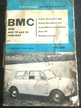 Vintage Bmc Mini Ado 15 And 50 1959 - 1967 From 1969 Olyslager Motor Manuals No 92