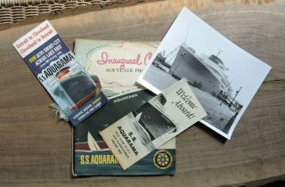 Vintage S.  S.  Aquarama Inaugural Cruise Program Plus 2 Brochures And Picture