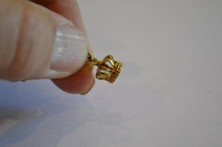 Vintage 9ct Gold Crown Pendant Charm Bracelet Girls Ladys