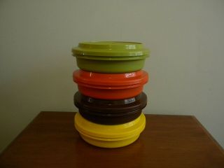8 Pc Vintage Tupperware Harvest Seal N Serve 1206 Bowls & Lids (plates) Lunch