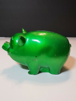 The Peoples National Bank Souderton Pa Piggy Bank Metal Green Vintage