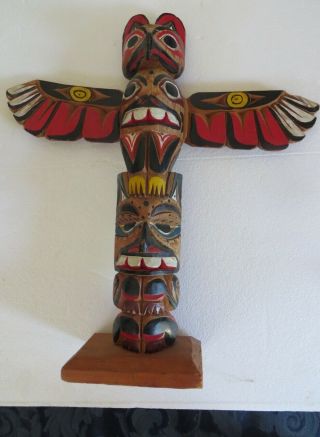 Vintage Northwest Hand Carved Totem Signed Illegibly Williams Family ? Vancouver
