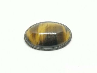 Stunning Quality Vintage Solid Silver 925 Art Deco Style Tiger Eye Pendant