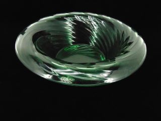 Vintage Green Uranium Vaseline Depression Glass 10” Footed Bowl Swirl Pattern