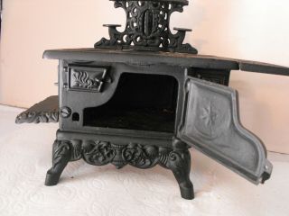 Vintage Crescent Cast Iron Mini Toy Stove With Accessories Large Version 6