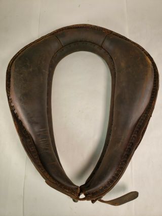 Antique Vintage Leather Horse Mule Ox Collar Harness Yoke Decor Western Cabin 6
