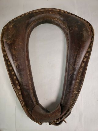 Antique Vintage Leather Horse Mule OX Collar Harness Yoke Decor Western Cabin 6 5