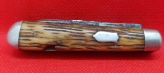 Vintage Russell & Co.  Green River 2 Blade Pocket Knife Jigged Handle