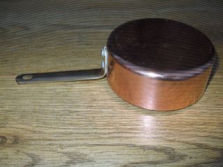 Vintage French Copper Sauce Garlic Spice Herb Pan Brass Handle Lined