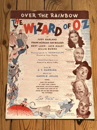 Vintage 1939 The Wizard Of Oz " Over The Rainbow " Sheet Music Book
